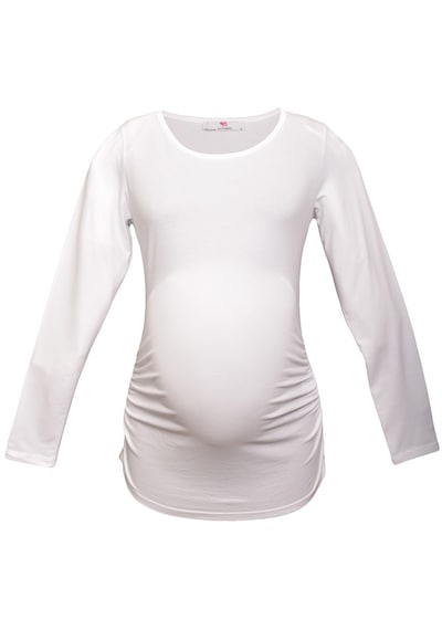 Luvmabelly 2301-2309 Pamuklu Uzun Kollu Hamile T-shirt-beyaz
