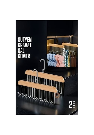 Zenvac Dolap İçi Askı 2 Adet Sütyen Şal Kravat Kemer Çanta Zenvac29 Renkli