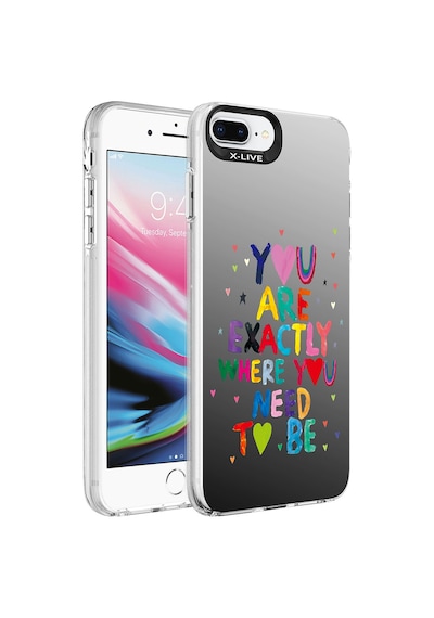 Zore Apple Uyumlu iPhone 8 Plus Kılıf Desenli Silver Sert Kapak - Mottolar Mottolar