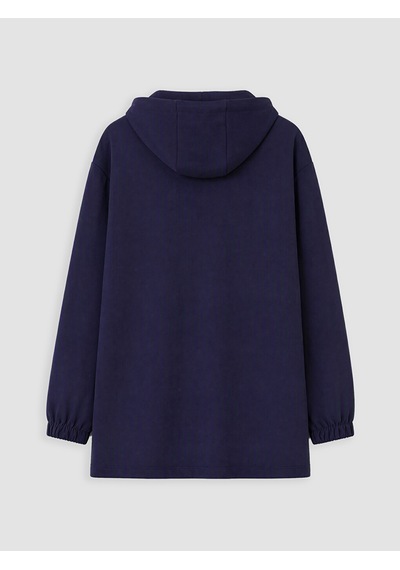 Lcw Curve Lacivert Büyük Beden Kapüşonlu Kadın Sweatshirt Tunik