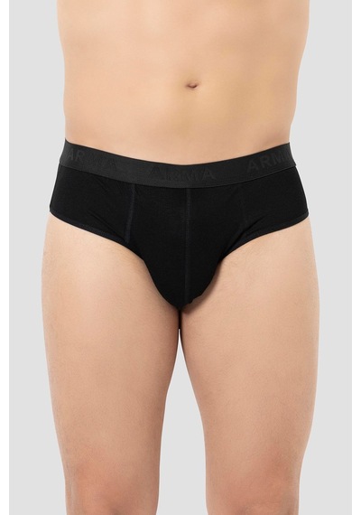 Arma Yıldız Erkek Bambu Slip Külot Düz Siyah 3'lü Paket Siyah