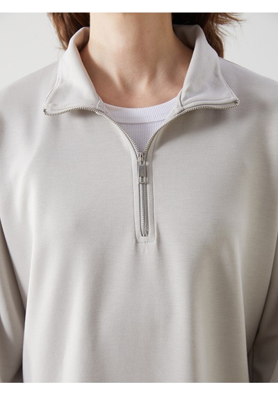 Lcw Comfort Gri Dik Yaka Kadın Sweatshirt