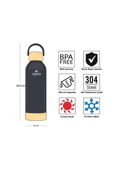 Igloo Hydrate Pro Termos 500ml-füme Füme