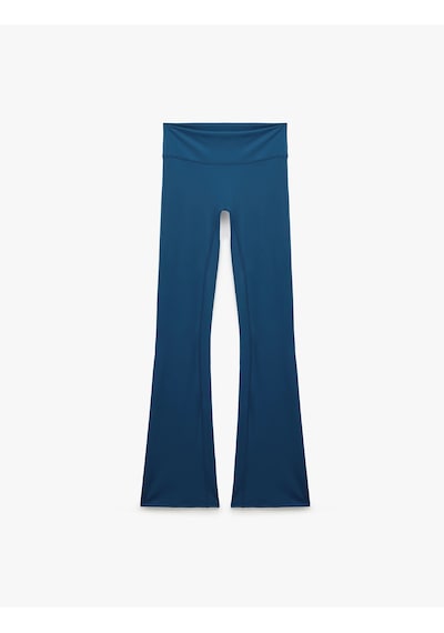 Koton Yüksek Bel Slim Fit Dikiş Detaylı Spor İspanyol Paça Tayt Lacivert 7wak40230nk