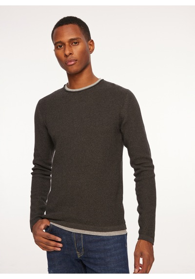 Fred Mello Bisiklet Yaka Slim Fit Antrasit Melanj Erkek Kazak Fm23w07mg