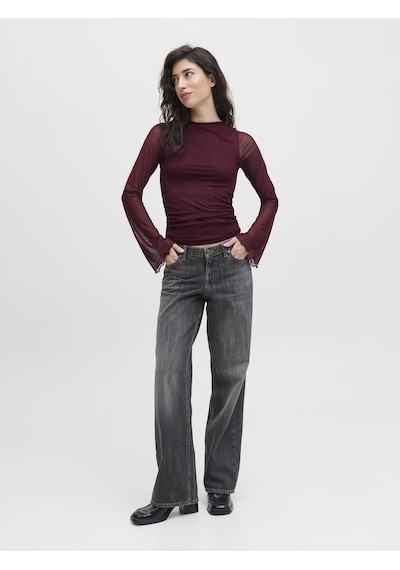Jack & Jones Kadin Kayik Yaka Tisört - Minna - 12280223 Cabernet