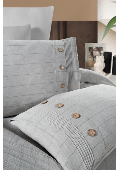Linen Çift Kişilik Nevresim Takımı Gri Gri