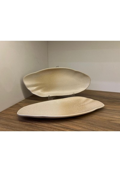 2'li Sahara Tone Dikdörtgen Tabak 31 Cm Yemek/kahvaltı/et/balık/salata/meze Çok Amaçlı Oval Tabak Çok renkli