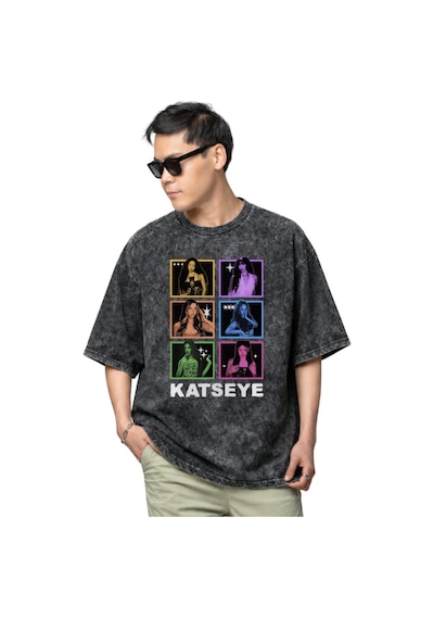 Sevbano Katseye Kpop Müzik Grubu Baskılı Unisex Oversize Vintage Yıkamalı Siyah