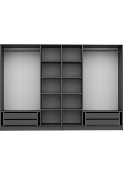 Nisa Plus 6 Kapaklı 4 Çekmece Dolap Antrasit Mebran Reflekte Cam Nisa Plus 6 Kapaklı 4 Çekmece Dolap Antrasit Mebran Reflekte Cam