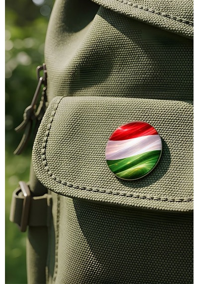 Macaristan Hungary Abstract Ülke Bayraklı Buton Rozet - 44 MM 5 Adet Çok Renkli