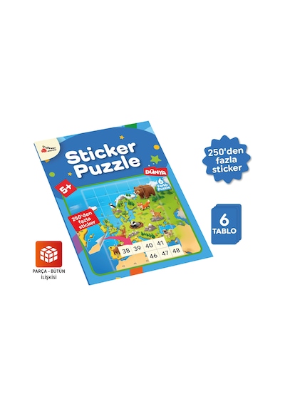 Playever Sticker Puzzle - Dünya, Çıkartmalı Yapboz Etkinlik Kitabı