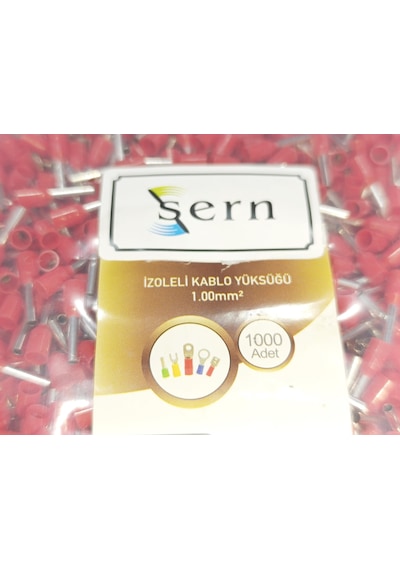 1 Mm Tek Girişli İzoleli Kablo Yüksüğü - Fransız Norm Kırmızı Paket 1000 Adet