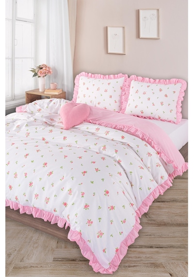 Uçkan Home Çift Kişilik Nevresim Seti %100 Pamuk Pembe --UH-00049