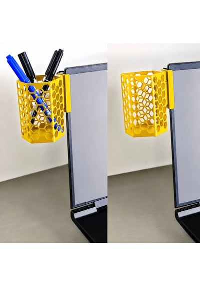 3d Baskı Monitor Kalemlik - Petek Desenli Laptop Kenar Altıgen Kalemlik-sarı renkli