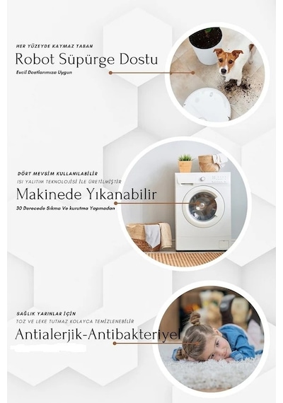 Aries Home Tavşan Tüyü Yumuşak Keçeleşmez Dekoratif Bubble İthal Kalite Post Halı K