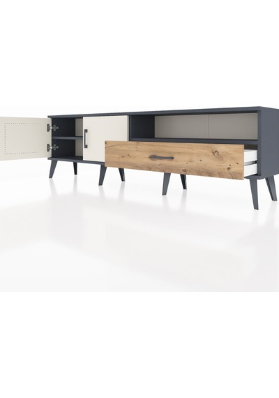 Arges Tv Ünitesi 2 Raflı Tek Çekmeceli 2 Kapaklı 176x30x51 Antrasit-aytaşı/çam Aytası/atlas Çam Arges Tv Ünitesi 2 Raflı Tek Çekmeceli 2 Kapaklı 176x30x51 Antrasit-aytaşı/çam Aytası/atlas Çam
