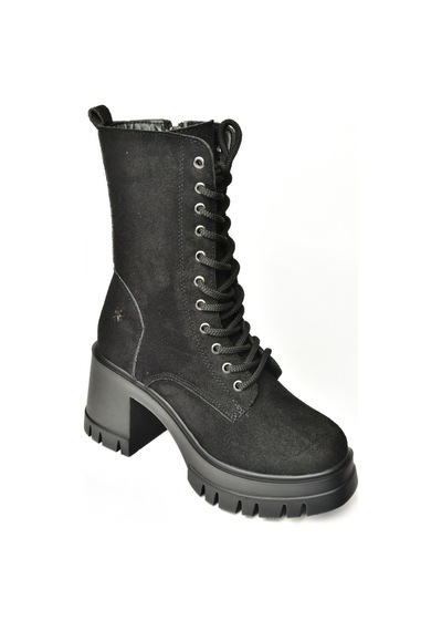Fox Shoes T973559002 Siyah Süet Kalın Topuklu Kadın Postal Bot Siyah
