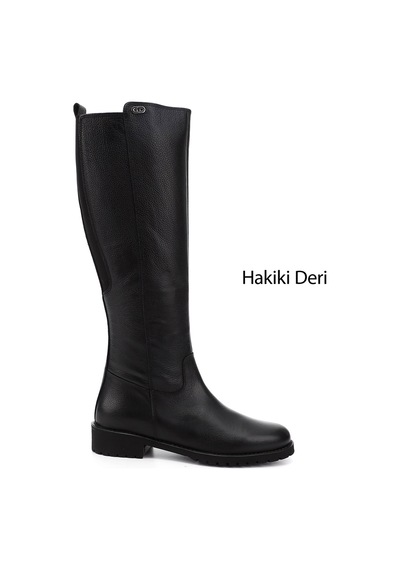 Gönderi(R) Gönderir Kadın Siyah Floter Fermuarlı Kauçuk Taban Hakiki Deri Çizme Gkzc13444551 Siyah