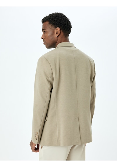 Koton Mono Yaka Uzun Kollu Düğmeli Klasik Slim Fit Blazer Ceket Bej 5sam50001hk Ekru