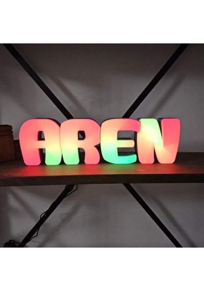 Argb Led Li Dekoratif İsim Kutusu Kişiye Özel 4 Harf