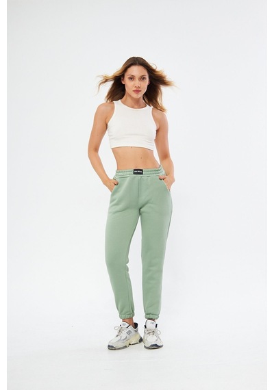 Lesa Wear Yüksel Bel Jogger Şardonlu Eşofman Altı Paçası Lastikli Çağla