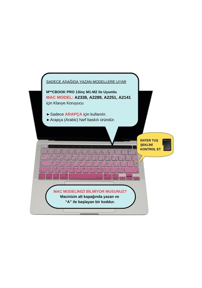 Macbook Uyumlu Klavye Koruyucu Arapça A2338 M1 M2 13 İnç A2251 A2289 A2141 16 İnç Uk Iso Ters L Enter Silikon Keyboard Cover Touch Bar Pembe 79817216