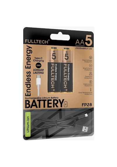 Şarjlı Kalın Kalem Pil Aa Şarj Edilebilir Pil 1.5v 2800mwh Lityum-ion Kalın Pil Aa 5 Type-c Şar