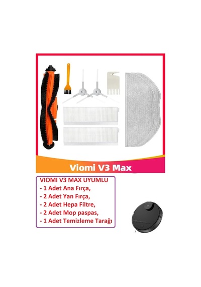 Viomi Uyumlu V3 Max Robot Süpürge Yedek Hepa Filtre Fırça Seti