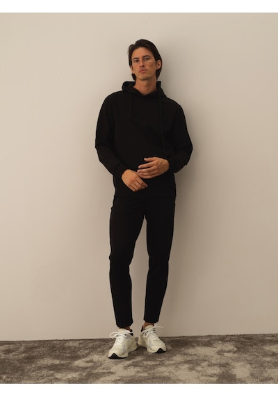 Xint Siyah Pamuk Dokulu Regular Fit Sweatshirt 300296