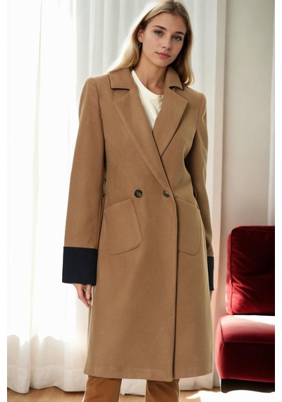 Z6640 Dewberry Bayan Palto-camel-1 Camel-1