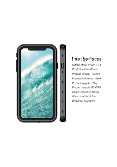 Apple Uyumlu iPhone XS 5.8 Kılıf Toz Kir Su Geçirmez Kapak Siyah