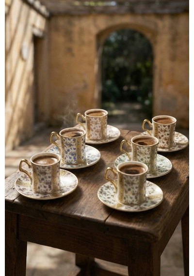 Wilmot 6 Kişilik Porselen Kahve Fincan Takımı - 90 Ml Renkli