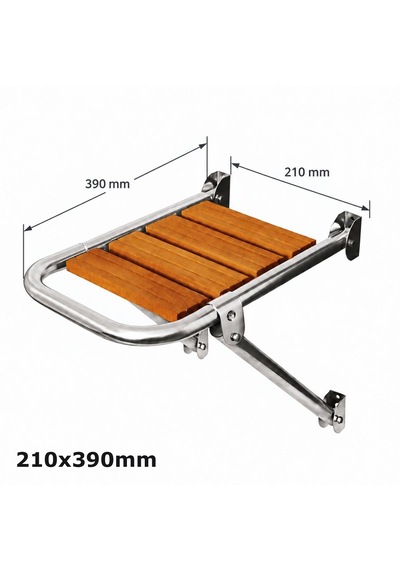 Goldsea Marine Tekne Platform Teak Boru Çapı 25mm Paslanmaz Çelik Aısı 316, Tik Çıtalı 39x21cm, Sealux