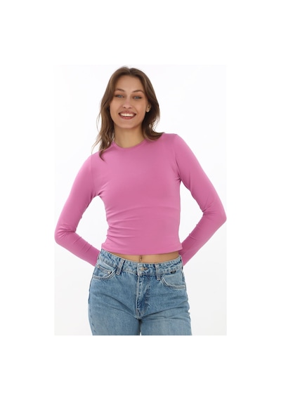 Likralı Pamuk Tişört-slim Fit -koyu Pembe Koyu Pembe