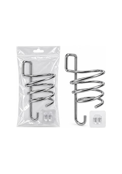Krom Metal Fön Makinesi Askısı Yapışkanlı Renkli