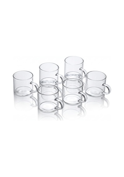 6'lı Kulplu Şeffaf Cam Kupa Seti 120 Ml Minimalist Tasarım Çay & Kahve Bardağı