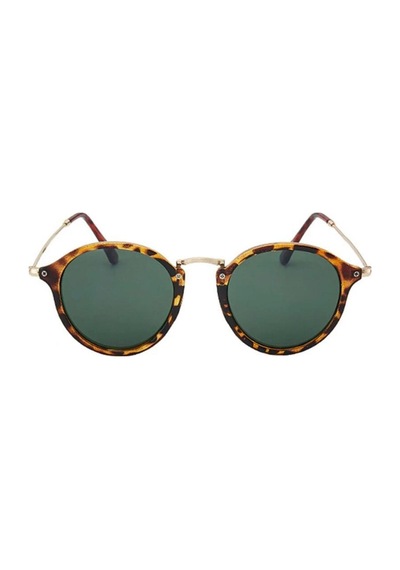Leopar-yeşil Yuvarlak Lentes De Sol Vintage&retro Güneş Gözlüğü Altın - Mavi