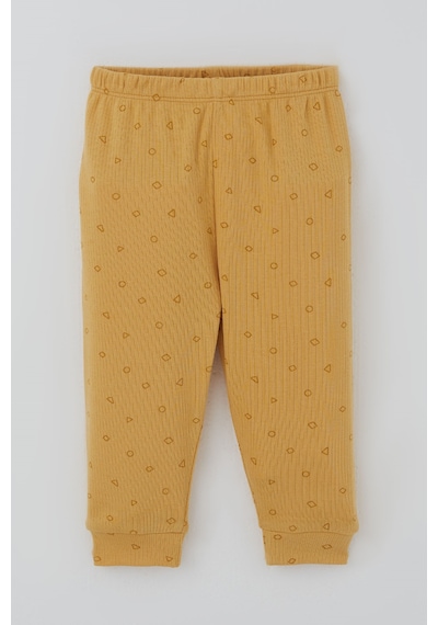 Breeze Erkek Bebek Pijama Takımı Mini Üçgenler Desenli Önden Çıtçıtlı 4 Ay-1 Yaş, Hardal Sarı
