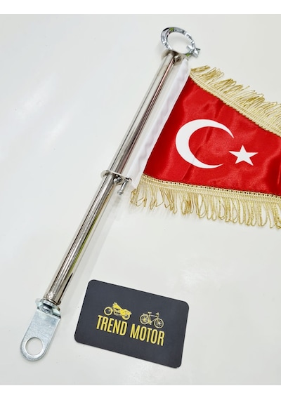 Motosiklet Makam Bayrağı Flama - Ay Yıldız Altın Püskül