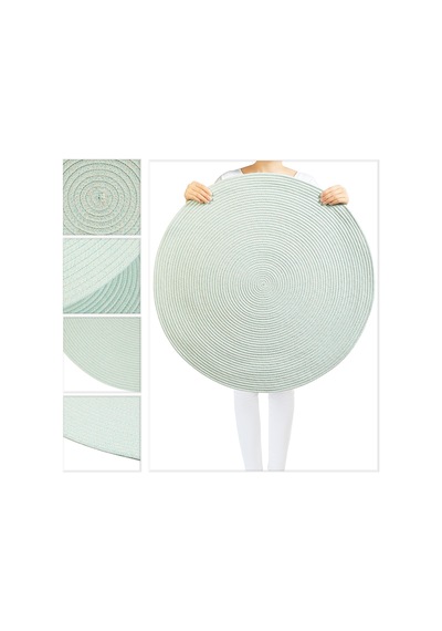 Ocean Home Textile Yıkanabilir Mint Kırçıllı Pamuklu Halı Kilim 80 Cm Çap