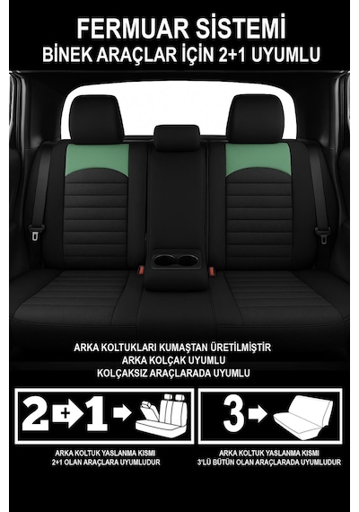 Thor Tay Tüyü Oto Koltuk Kılıfı Opel-corsa-astra-vecta Uyumlu Yeşil