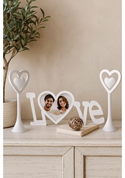 Romantik Masa Dekoru Sevgililer Günü -beyaz - Yemek Masası Dekoru-hediyelik