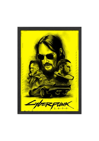 Cyberpunk Siyah Ahşap Çerçeveli Poster, Dekoratif Oyun Duvar Tablosu