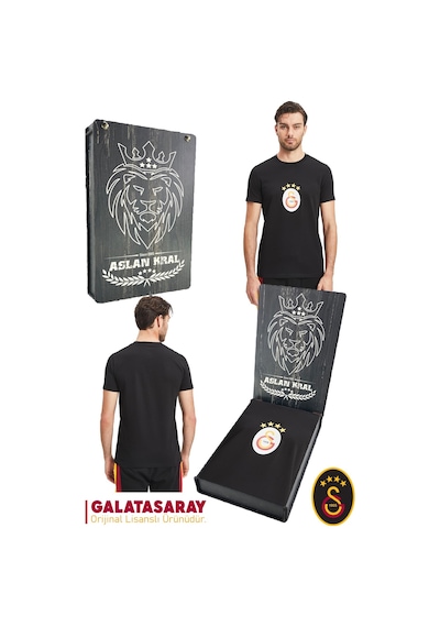 Galatasaray Lisanslı Arma T-shirt Ahşap Kutulu 100 Siyah