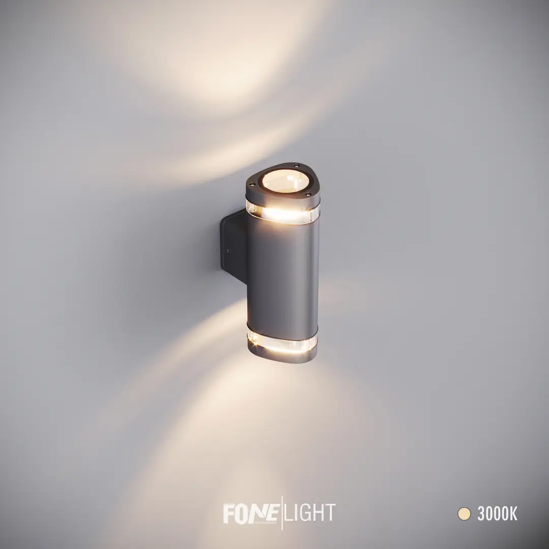 Fonelight Gala Duo Modern Cam Detaylı Çift Yönlü Alüminyum Aplik Antrasit
