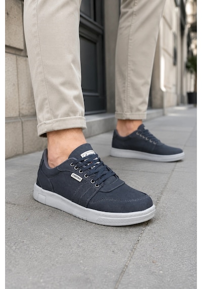 Mevese Camden Bağcıklı Keten Kumaş Erkek Günlük Sneaker Ayakkabı Füme