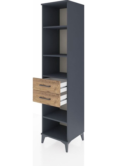 Hyperion Dolap 4 Raflı 2 Çekmeceli 44x44x195 Antrasit-çam Antrasit