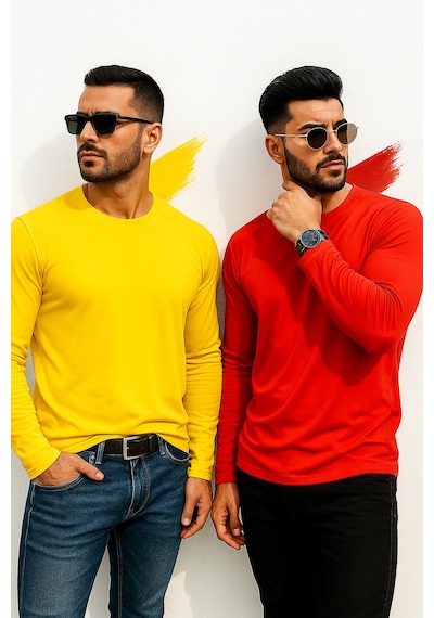 Rich Erkek Sarı-kırmızı 2'li Paket Basic Uzun Kollu Body Sarı-kırmızı