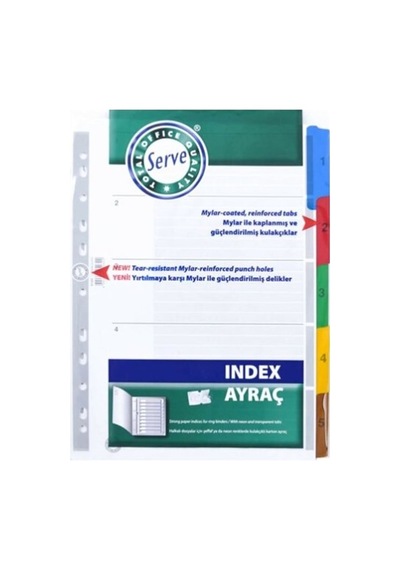 Serve 1-5 Renkli Rakamlı Ayraç 5523
